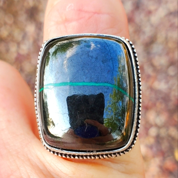 New Unique Chrysocolla 925 Silver Ring. - Picture 3 of 16